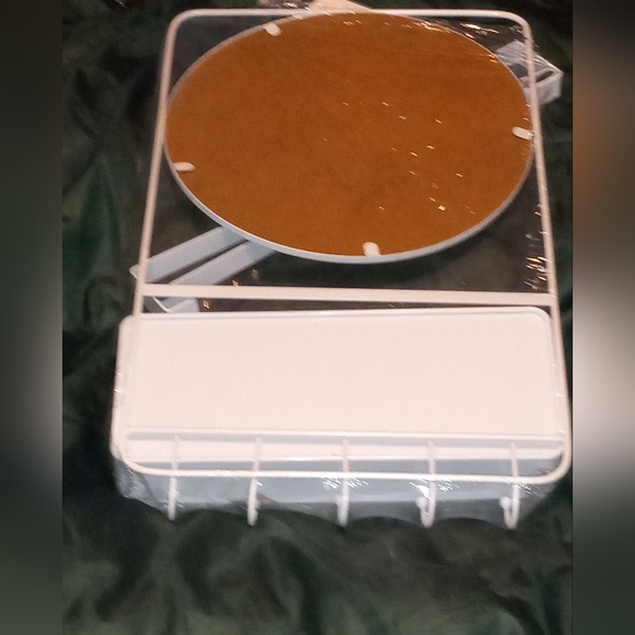 Rom to Room over the door hanging wall mirror with shelf and hooks white NWT - Picture 2 of 5